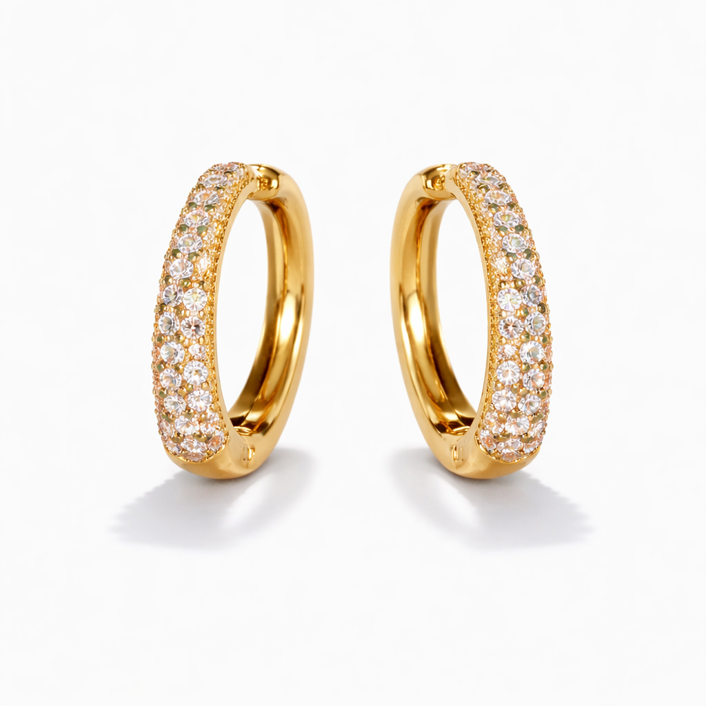 Aureva Lumi Pavé Hopps- Gold Earrings for Women