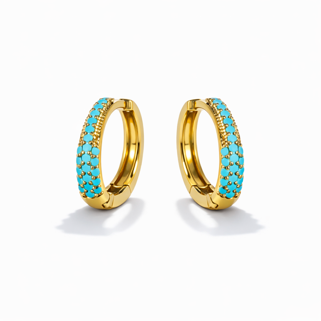 Aureva Lumi Pavé Hopps- Gold Earrings for Women