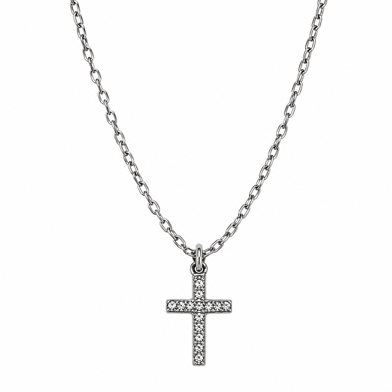Aureva Zirconia Cross Necklace- Silver Necklace for Women