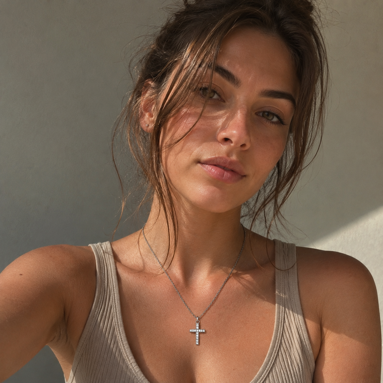Aureva Zirconia Cross Necklace- Silver Necklace for Women