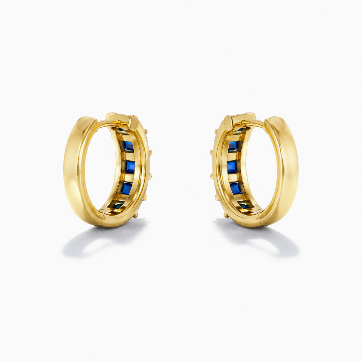 Aureva Sapphire Baguette Hoops- Gold Earrings for Women