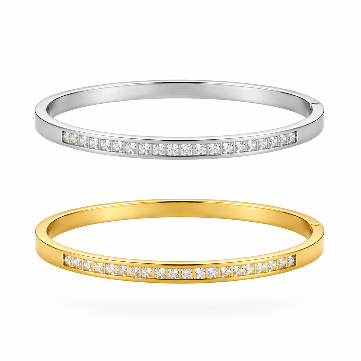 AUREVA Crystal Line Bangle Stainless  - Steel Gold or Silver Bracelet for Women