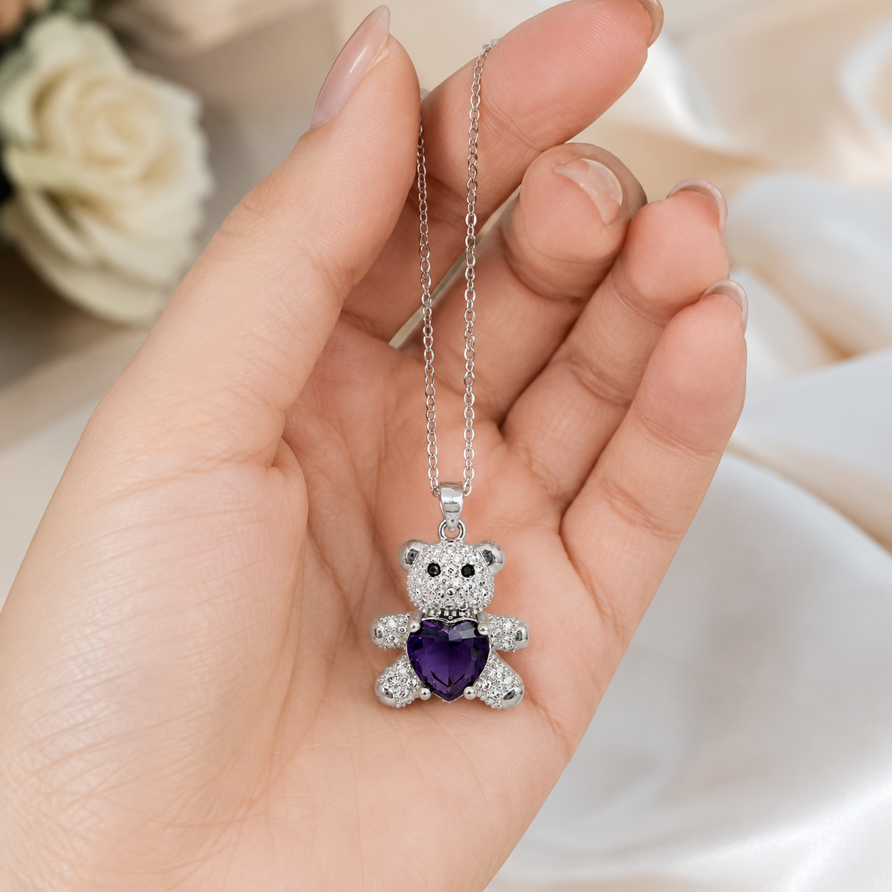 Aureva Bear Gem Necklace- Gold Necklace for Women