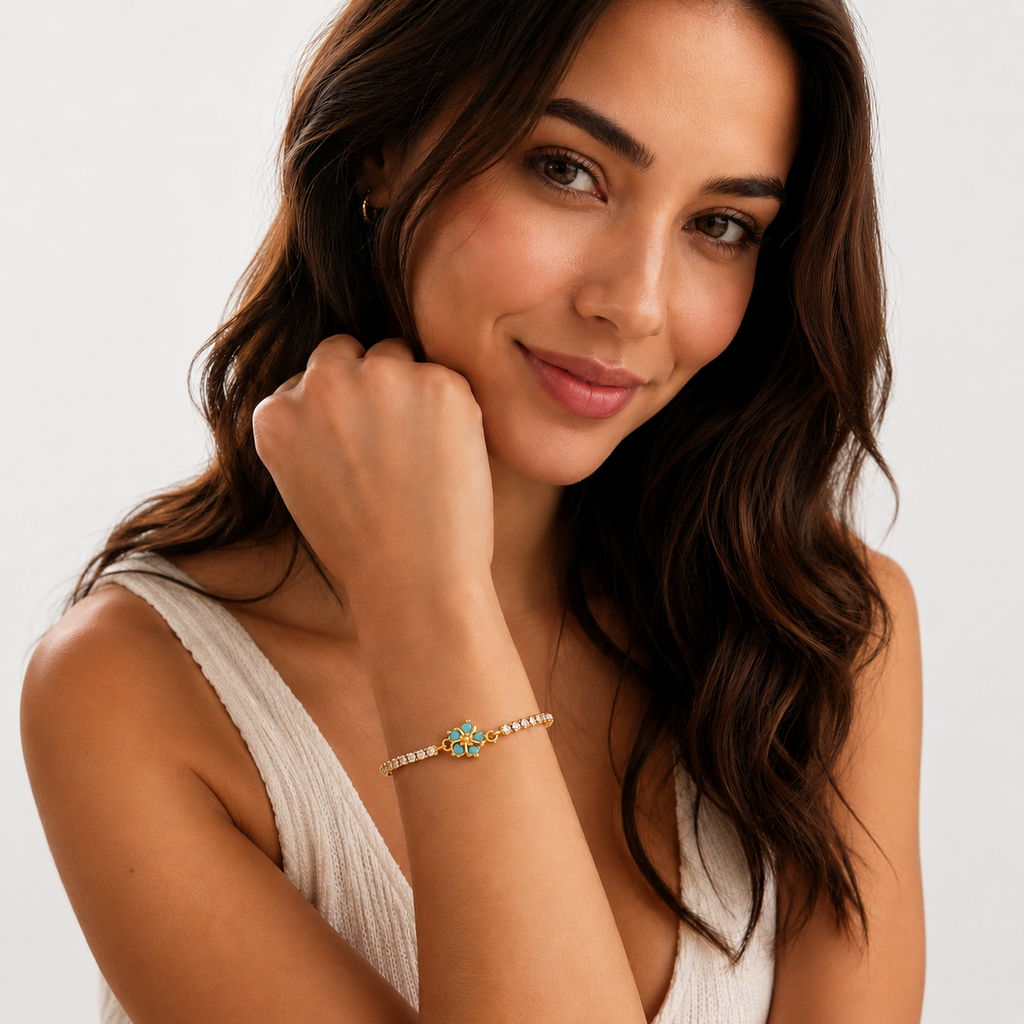 Bloom Tennis Bracelet- Gold Bracelet for Women