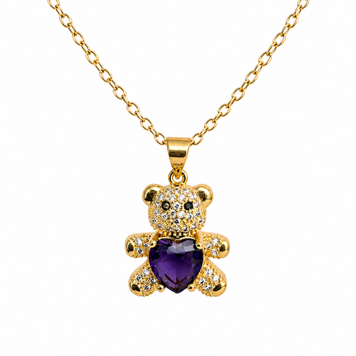 Aureva Bear Gem Necklace- Gold Necklace for Women