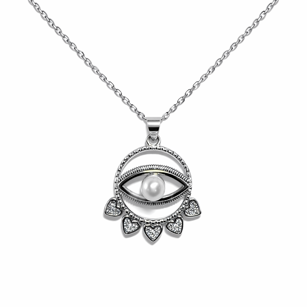 Aureva Pearl Evil Eye Necklace
