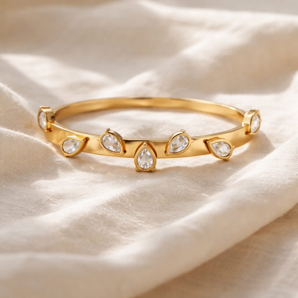 Luxury Pear Cut Crystal Bangle