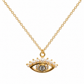 Pearl Crown Evil Eye Necklace