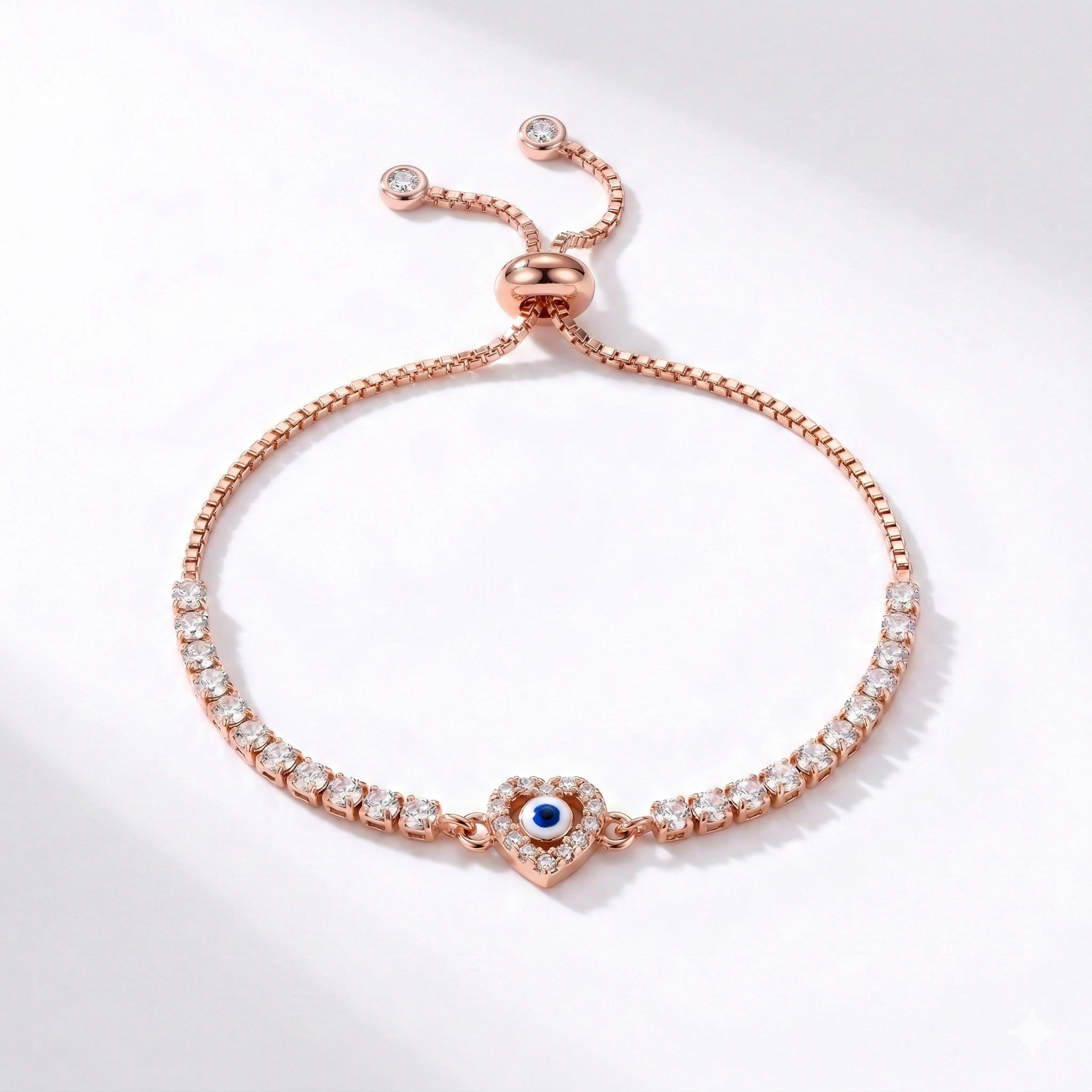 Aureva Evil Eye Heart Bracelet- Rose Gold Bracelet for Women