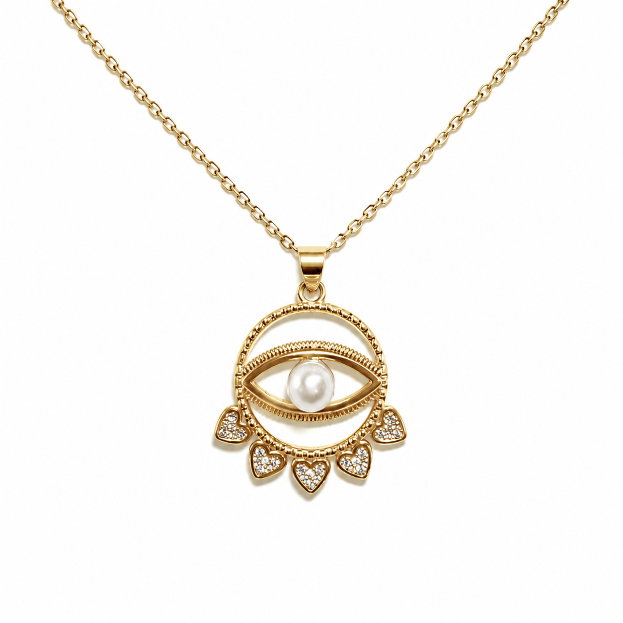 Aureva Pearl Evil Eye Necklace
