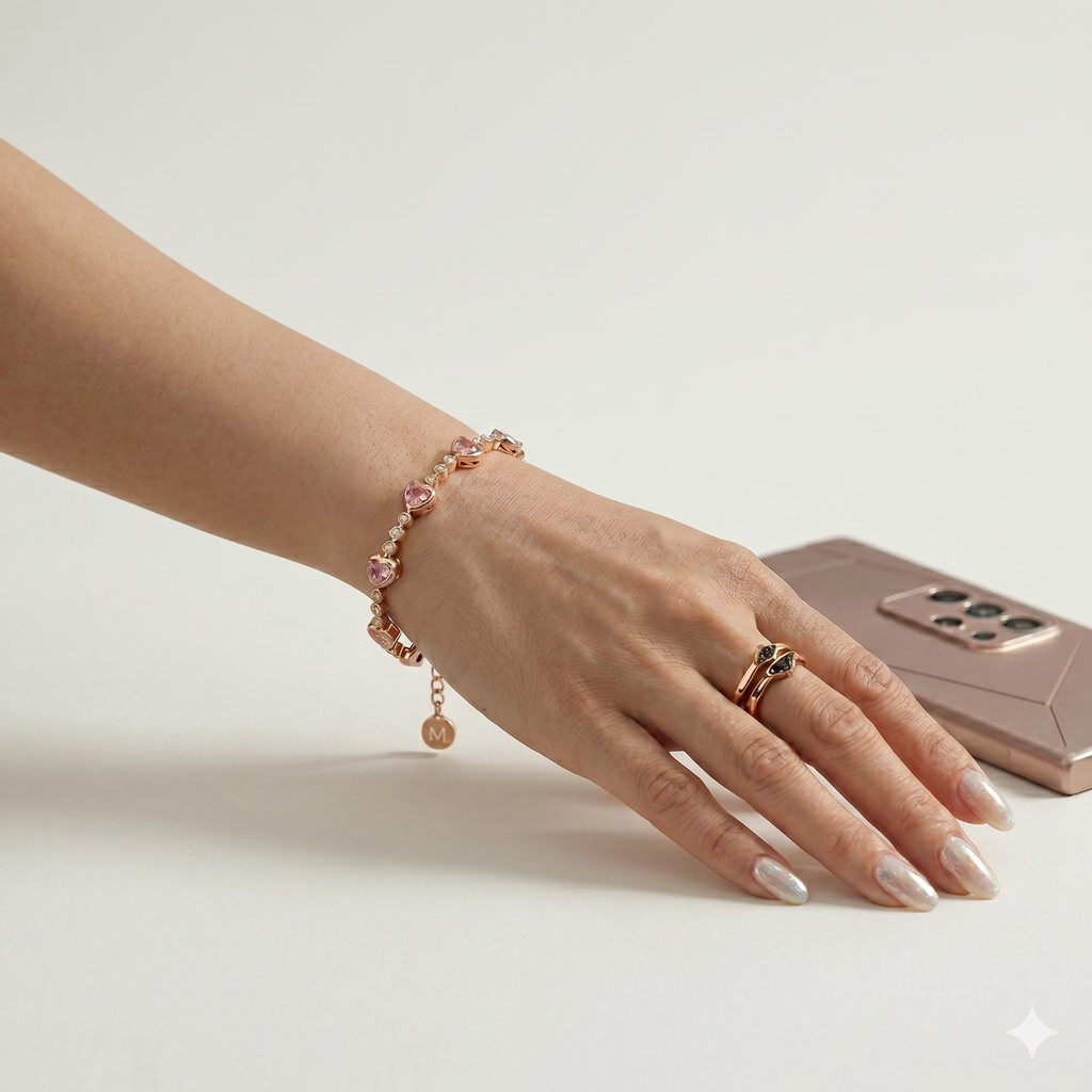 Blush Heart Tennis Bracelet