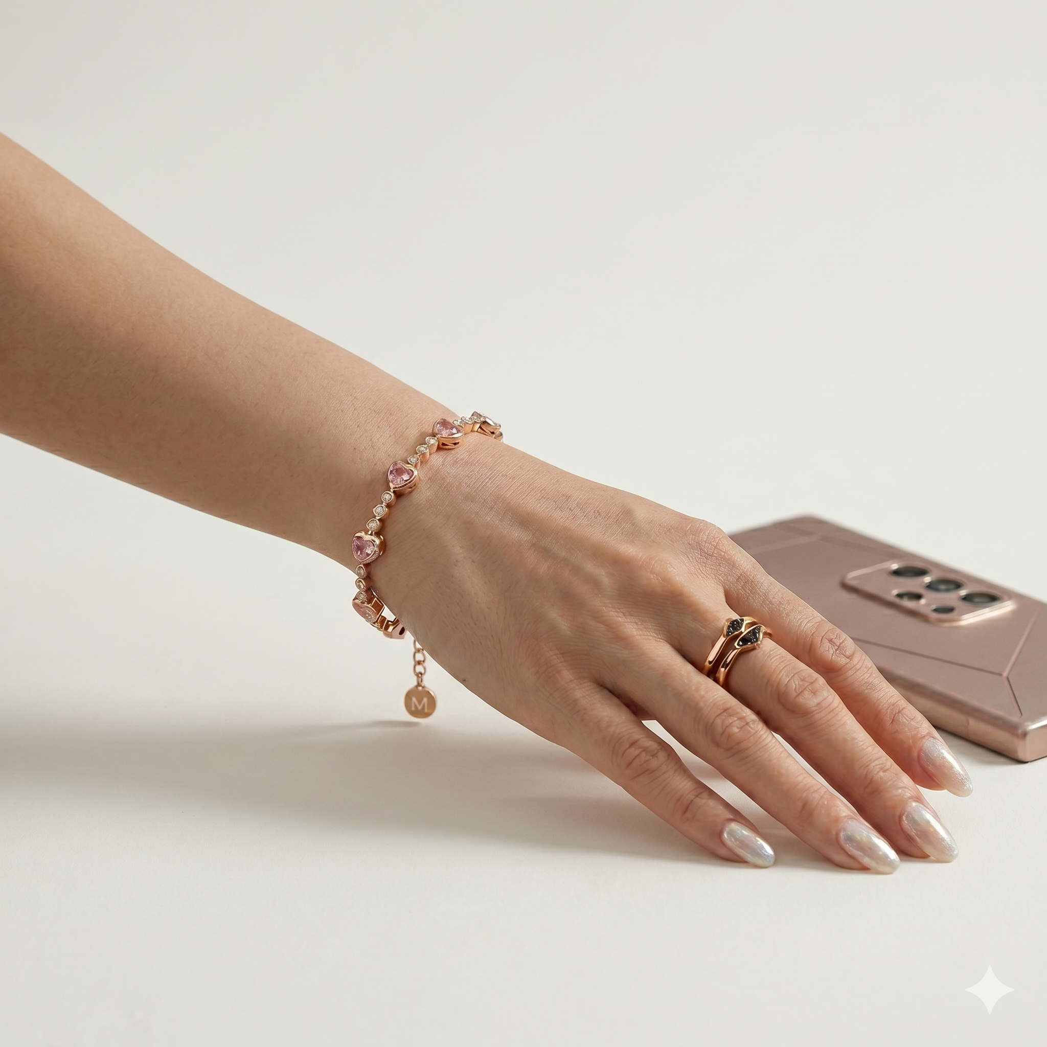 Blush Heart Tennis Bracelet