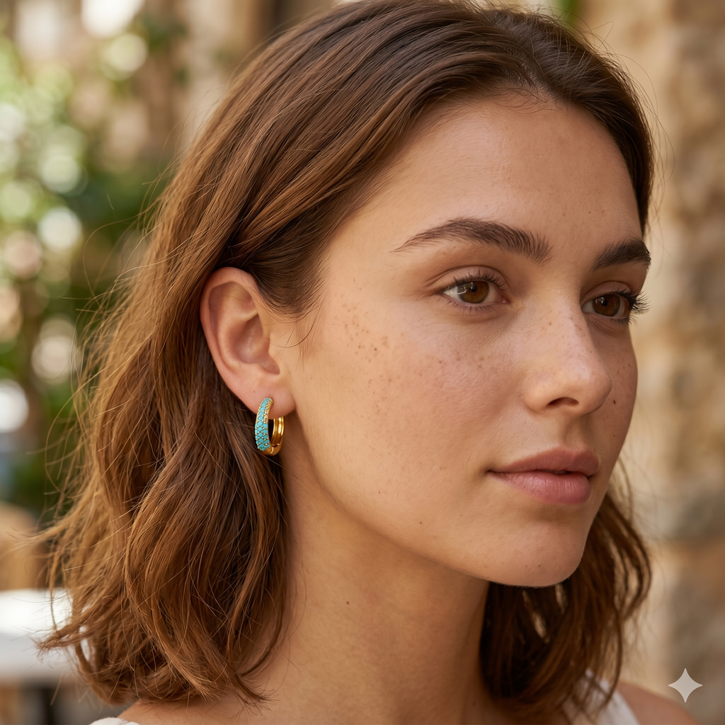 Aureva Lumi Pavé Hopps- Gold Earrings for Women