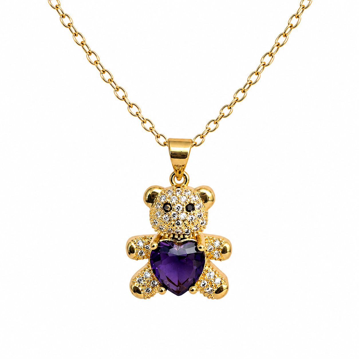 Aureva Bear Gem Necklace- Gold Necklace for Women