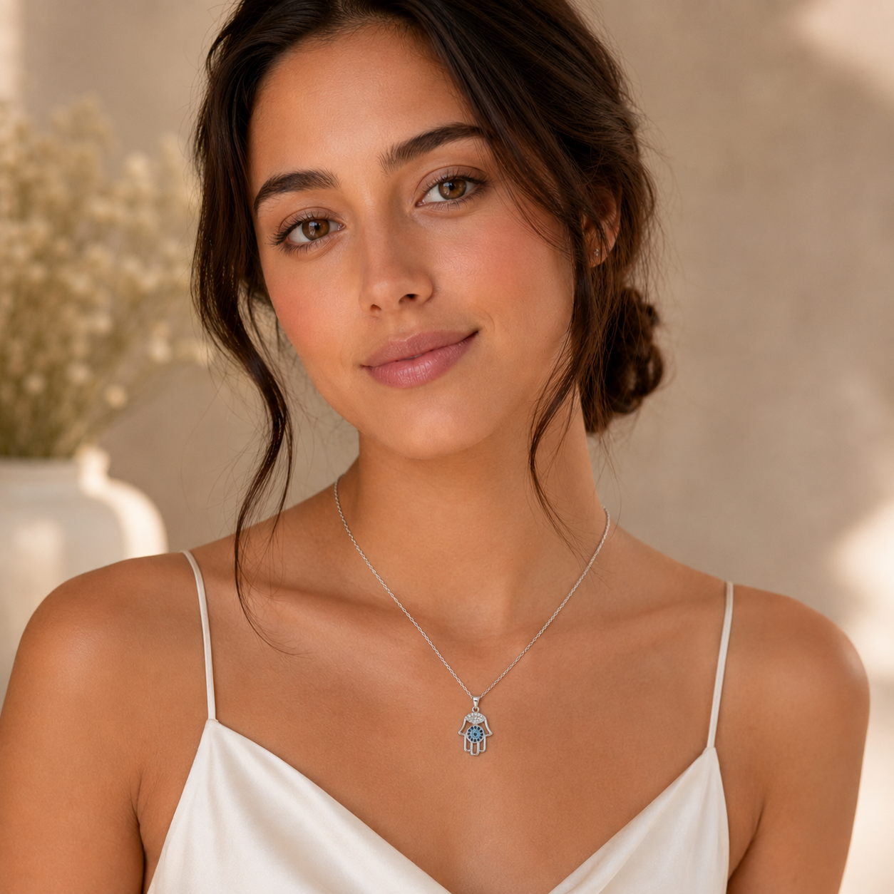 Aureva Hamsa Evil Eye Necklace- Protection Necklace for Women