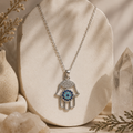 Aureva Hamsa Evil Eye Necklace- Protection Necklace for Women