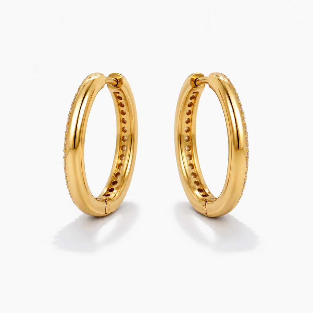 Aureva Lumi Pavé Hopps- Gold Earrings for Women