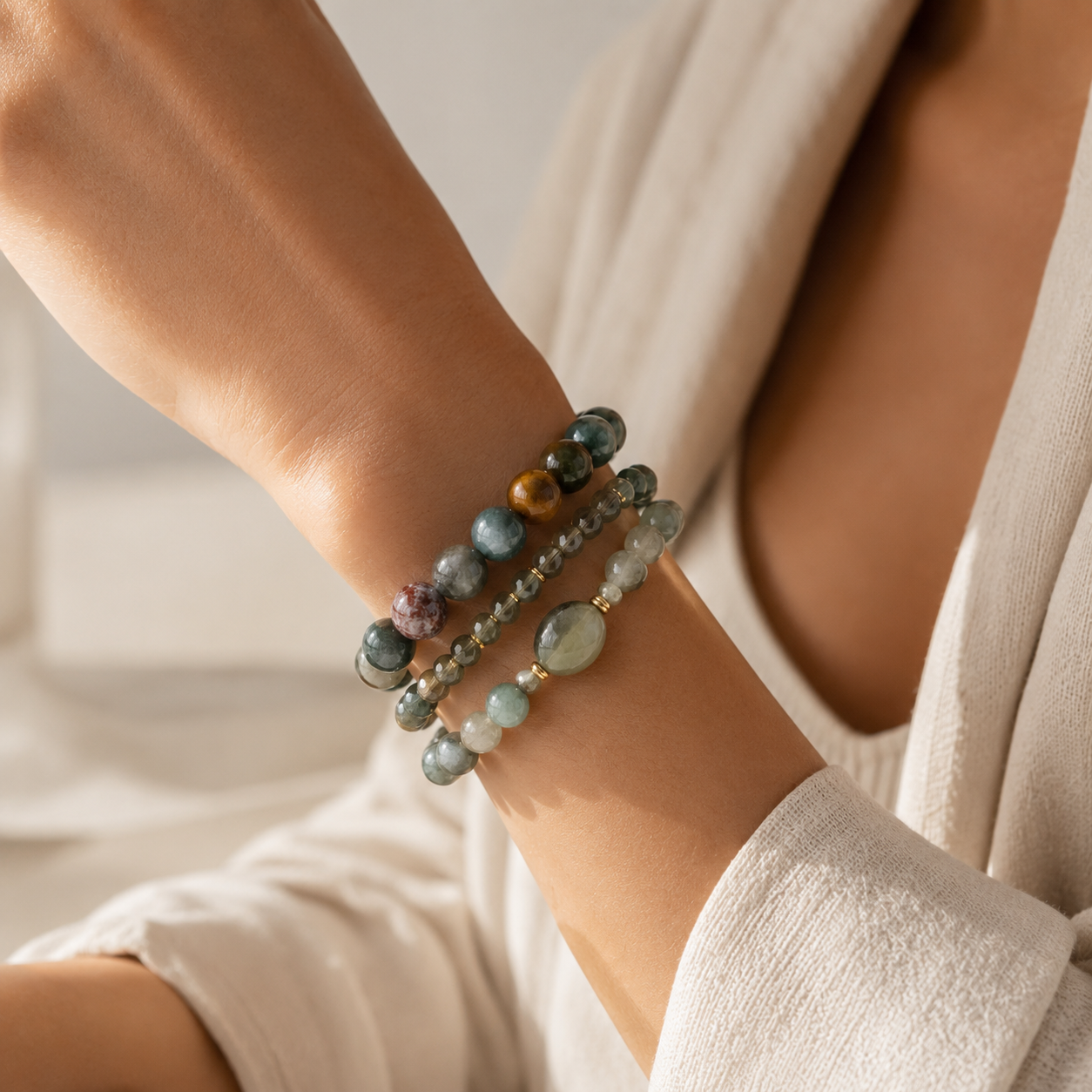Mixed Agate Bead Bracelet