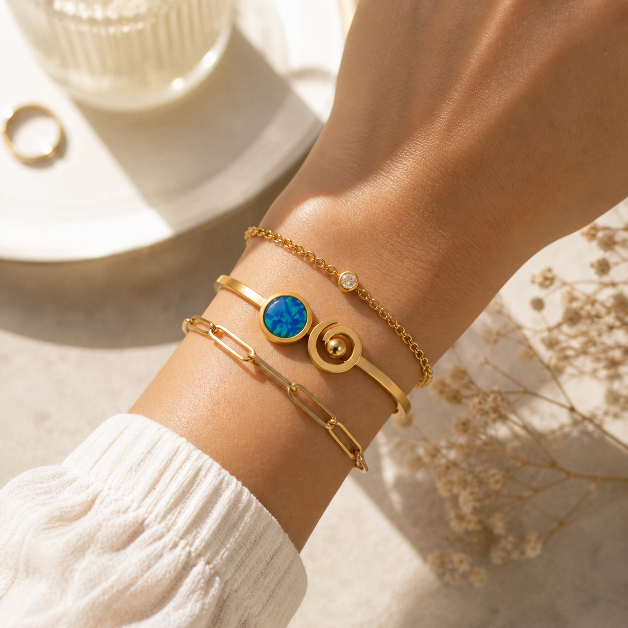 Aureva Ocean Spiral Bracelet- Gold or Silver Bracelet for Women