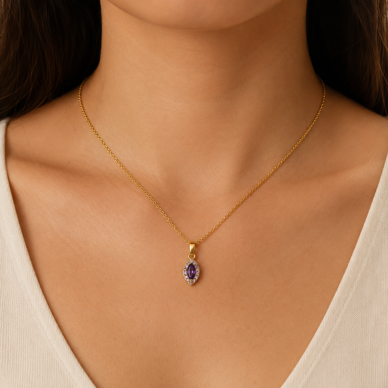 Aureva Twin Aura Gem Necklace- Gold Necklace for Women