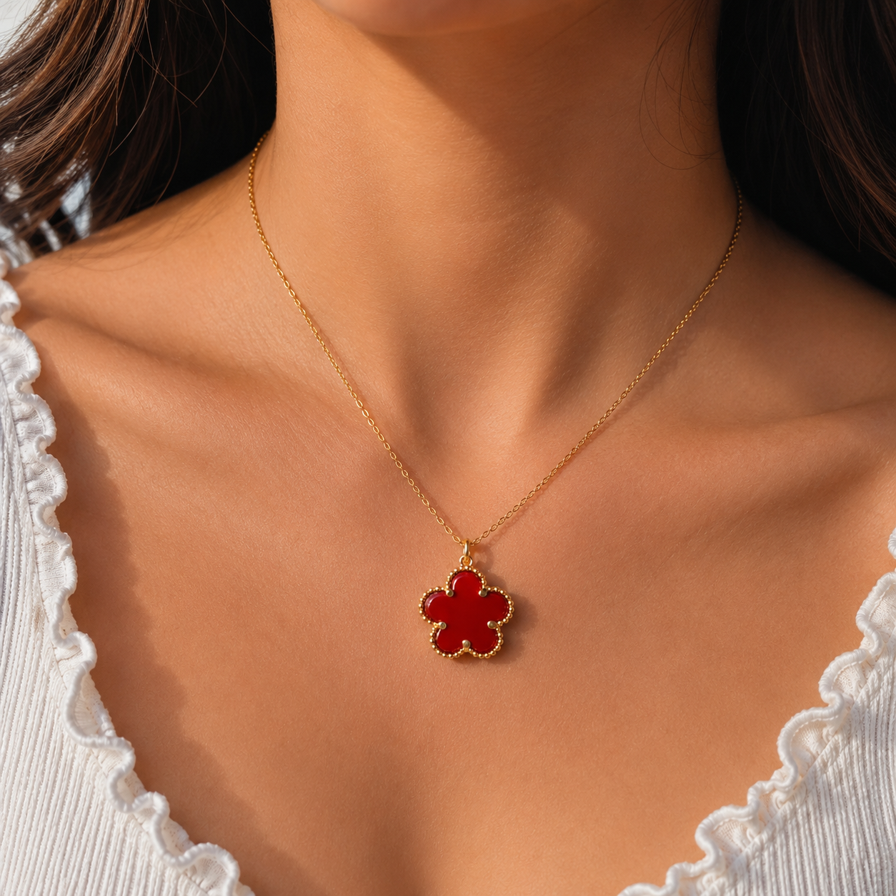 Aureva Clover Bloom Necklace- Gold Plated Necklace for Women