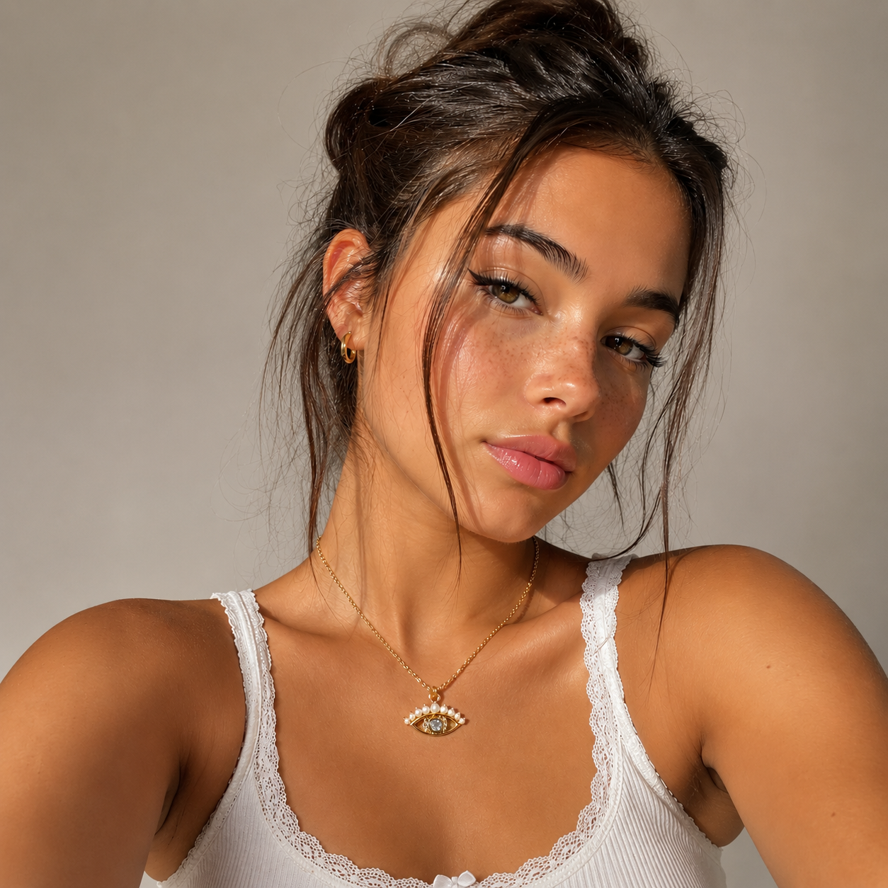 Pearl Crown Evil Eye Necklace