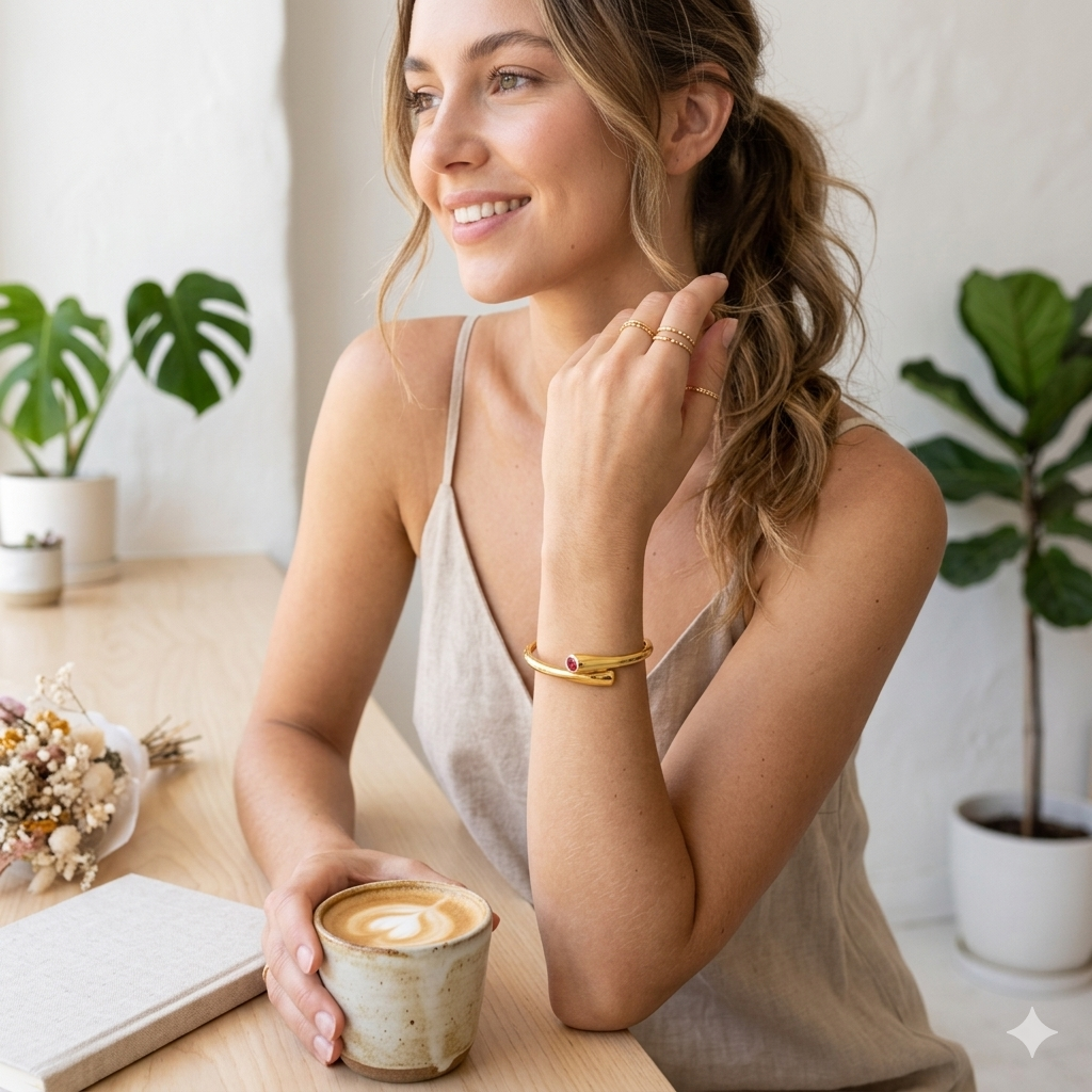 Aureva The Embrace Bangle- Gold Bracelet For Women