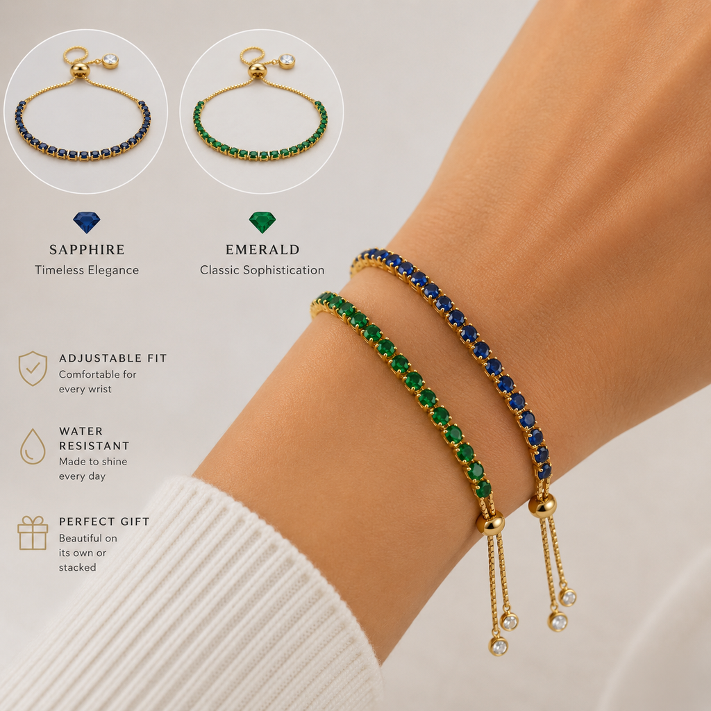 Aurora Tennis Bracelet- Gold Gemstone Bracelet for Women
