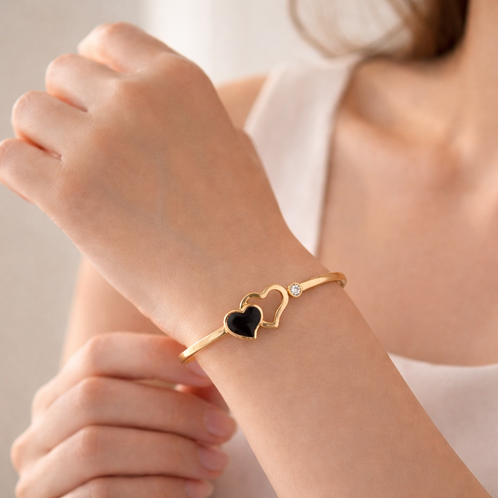 Aureva Elegant Double Heart Gold Bracelet