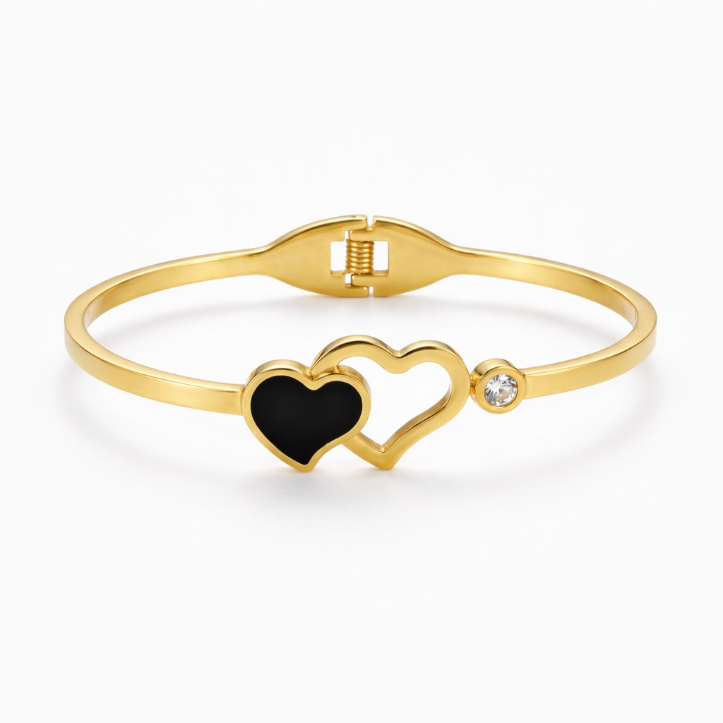 Aureva Elegant Double Heart Gold Bracelet