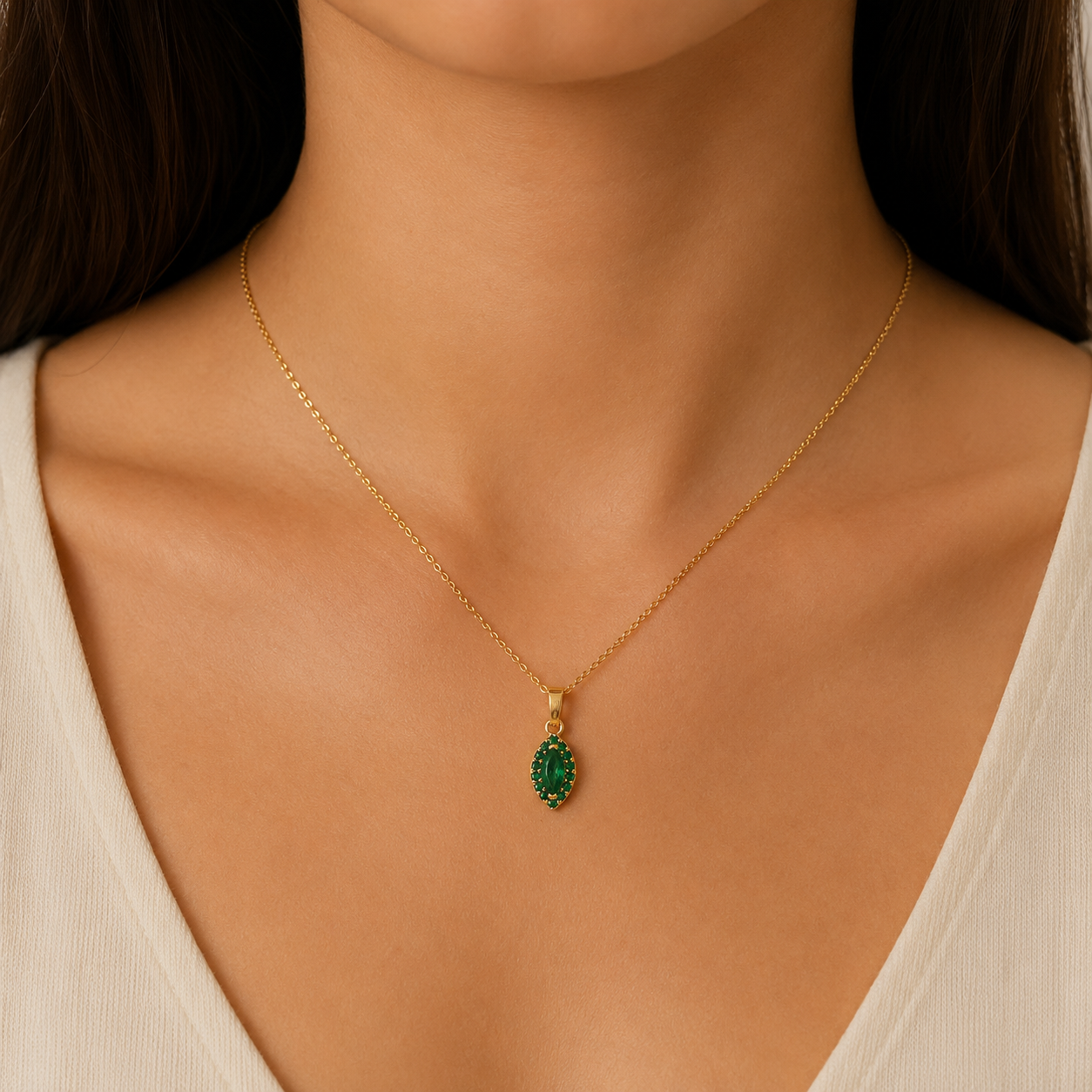 Aureva Twin Aura Gem Necklace- Gold Necklace for Women